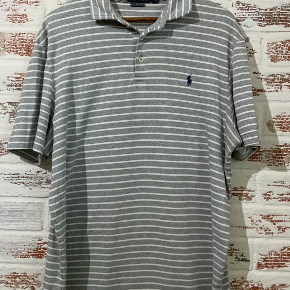 Polo Ralph Lauren Pima Soft Touch Grey Fit Striped Short Sleeve Shirt Men’s XL